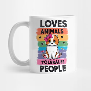 loves animals tolerates people quote Cat Lover & Dog Love Mug